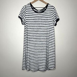 Market & Spruce Womens‎ Shift Dress Large White Blue Stripes Nautical Coastal